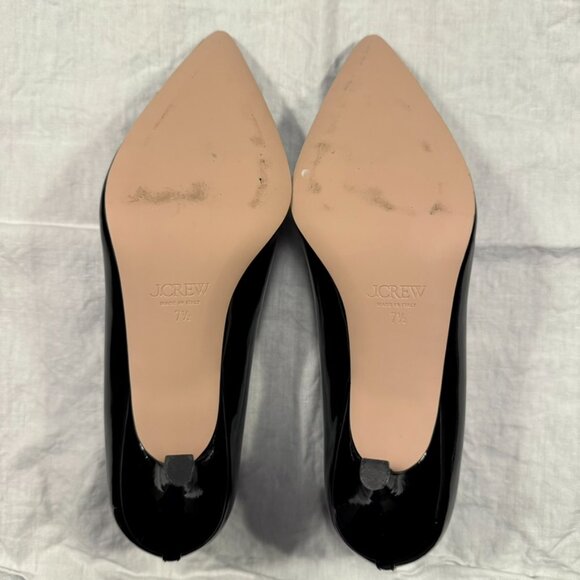 J.Crew Colette Mary Jane Heels 7.5 Black Patent Leather Cap Toe Pumps 72mm 3 in - Picture 3 of 3
